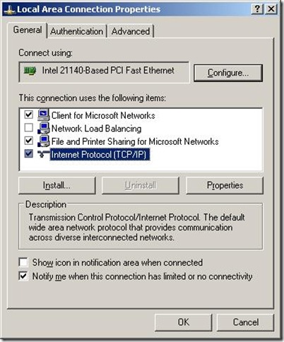 nlb configure windows 2003 wlbs server install properties sccm ip tcp protocol internet end image015 clip select directory active